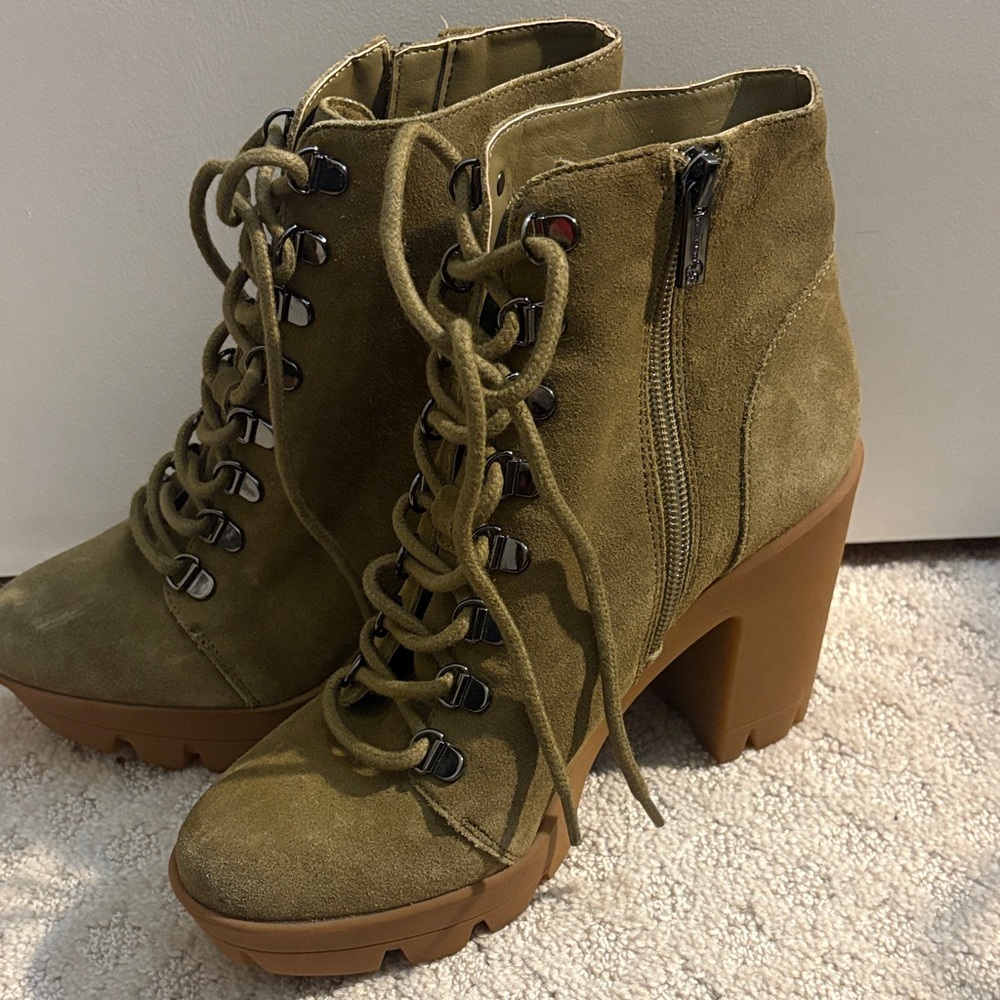 Jessica Simpson Khaki Lace-Up Boots